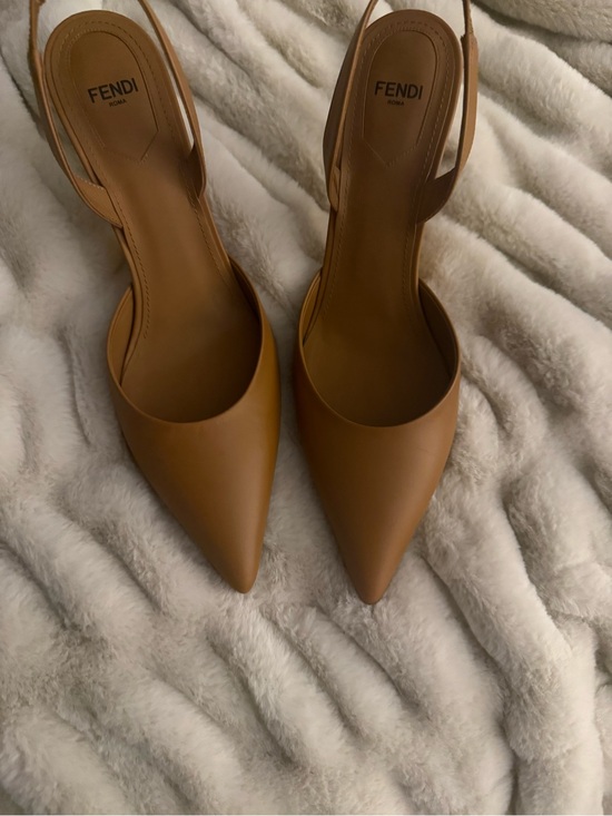 Fendi Shoes - Fendi Women’s Tan Leather Pointed Slingback Pump 38.5